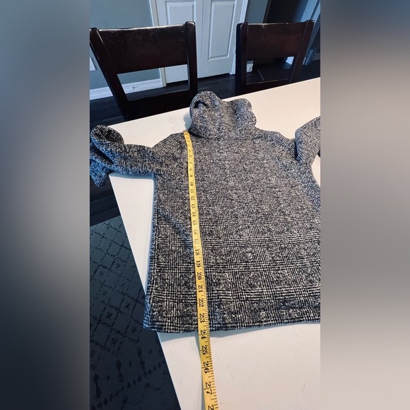 J.Crew Mercantile Funnel Neck Fleece Pullover Plaid Black White size L - Picture 8 of 9